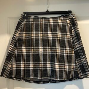 Dry goods burnt orange/black plaid mini skirt